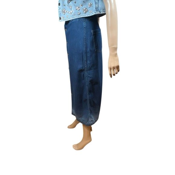 AG Adriano Goldschmied The Thea Denim Button Front Calf Length Skirt Blue Size 2 - Picture 4 of 14